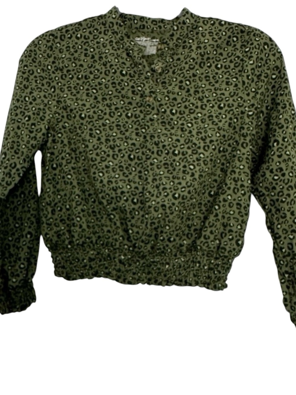 Cat & Jack Girls' Leopard Print Long Sleeve Smocked Top